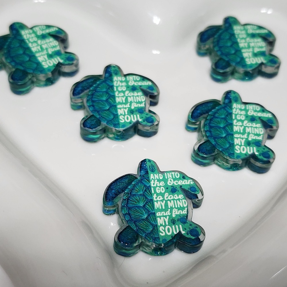 Sea Turtle Beads 2 Pcs Ocean Soul Acrylic Focal Beads Charms Jewelry Making Pen